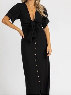 Free People Black Tie-Front Maxi Dress